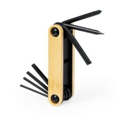 Narzędzie wielofunkcyjne, 7 funkcji z nadrukiem Twojego logo, materiał: metal, bambus, kolor: drewno