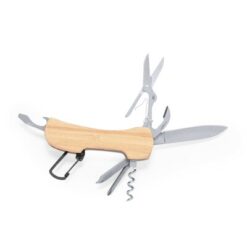 Narzędzie wielofunkcyjne, scyzoryk, 9 funkcji z nadrukiem Twojego logo, materiał: bambus, stal nierdzewna, stal, kolor: drewno