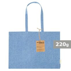 Torba z bawełny z recyklingu na zakupy z nadrukiem Twojego logo, materiał: bawełna, kolor: niebieski