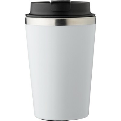 Kubek podróżny 350 ml z nadrukiem Twojego logo, materiał: pp, eva, stal nierdzewna, silikon, stal, kolor: biały Kubek podróżny 350 ml z nadrukiem Twojego logo, materiał: pp, eva, stal nierdzewna, silikon, stal, kolor: biały