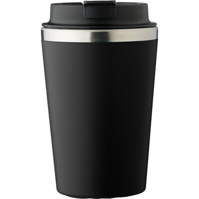 Kubek podróżny 350 ml z nadrukiem Twojego logo, materiał: pp, eva, stal nierdzewna, silikon, stal, kolor: czarny Kubek podróżny 350 ml z nadrukiem Twojego logo, materiał: pp, eva, stal nierdzewna, silikon, stal, kolor: czarny