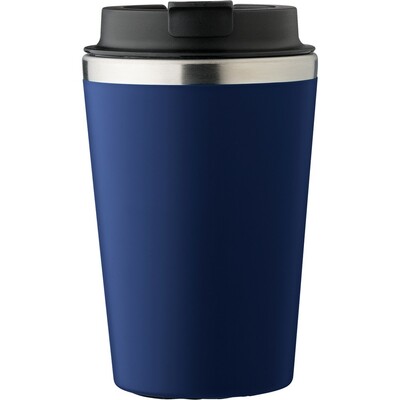 Kubek podróżny 350 ml z nadrukiem Twojego logo, materiał: pp, eva, stal nierdzewna, silikon, stal, kolor: granatowy Kubek podróżny 350 ml z nadrukiem Twojego logo, materiał: pp, eva, stal nierdzewna, silikon, stal, kolor: granatowy