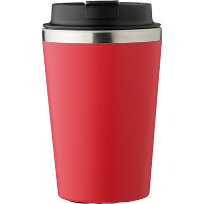 Kubek podróżny 350 ml z nadrukiem Twojego logo, materiał: pp, eva, stal nierdzewna, silikon, stal, kolor: czerwony Kubek podróżny 350 ml z nadrukiem Twojego logo, materiał: pp, eva, stal nierdzewna, silikon, stal, kolor: czerwony