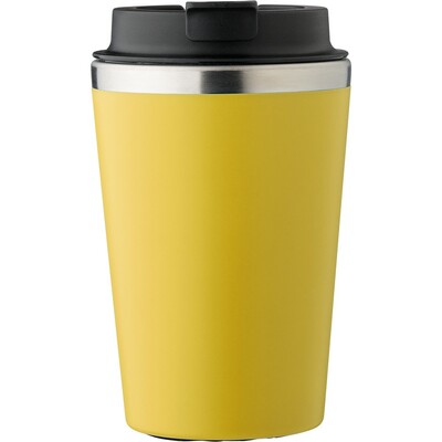 Kubek podróżny 350 ml z nadrukiem Twojego logo, materiał: pp, eva, stal nierdzewna, silikon, stal, kolor: żółty Kubek podróżny 350 ml z nadrukiem Twojego logo, materiał: pp, eva, stal nierdzewna, silikon, stal, kolor: żółty