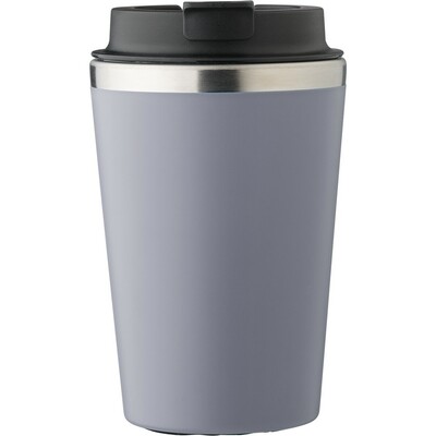 Kubek podróżny 350 ml z nadrukiem Twojego logo, materiał: pp, eva, stal nierdzewna, silikon, stal, kolor: szary Kubek podróżny 350 ml z nadrukiem Twojego logo, materiał: pp, eva, stal nierdzewna, silikon, stal, kolor: szary