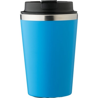 Kubek podróżny 350 ml z nadrukiem Twojego logo, materiał: pp, eva, stal nierdzewna, silikon, stal, kolor: błękitny Kubek podróżny 350 ml z nadrukiem Twojego logo, materiał: pp, eva, stal nierdzewna, silikon, stal, kolor: błękitny