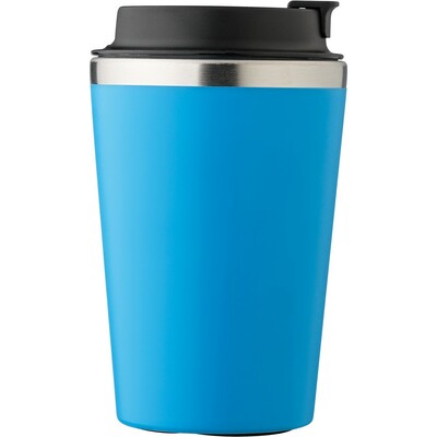 Kubek podróżny 350 ml z nadrukiem Twojego logo, materiał: pp, eva, stal nierdzewna, silikon, stal, kolor: błękitny Kubek podróżny 350 ml z nadrukiem Twojego logo, materiał: pp, eva, stal nierdzewna, silikon, stal, kolor: błękitny