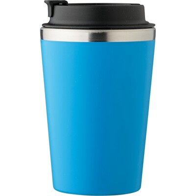 Kubek podróżny 350 ml z nadrukiem Twojego logo, materiał: pp, eva, stal nierdzewna, silikon, stal, kolor: błękitny Kubek podróżny 350 ml z nadrukiem Twojego logo, materiał: pp, eva, stal nierdzewna, silikon, stal, kolor: błękitny