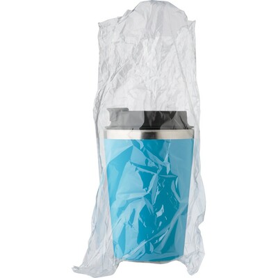 Kubek podróżny 350 ml z nadrukiem Twojego logo, materiał: pp, eva, stal nierdzewna, silikon, stal, kolor: błękitny Kubek podróżny 350 ml z nadrukiem Twojego logo, materiał: pp, eva, stal nierdzewna, silikon, stal, kolor: błękitny