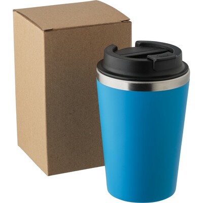 Kubek podróżny 350 ml z nadrukiem Twojego logo, materiał: pp, eva, stal nierdzewna, silikon, stal, kolor: błękitny Kubek podróżny 350 ml z nadrukiem Twojego logo, materiał: pp, eva, stal nierdzewna, silikon, stal, kolor: błękitny