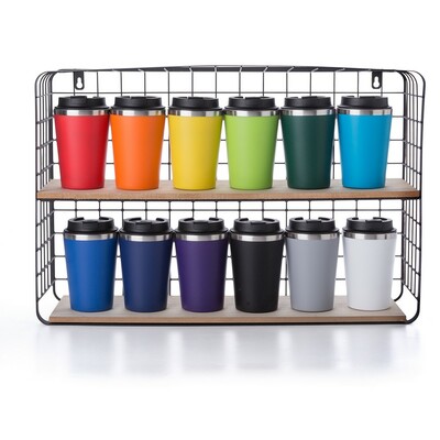 Kubek podróżny 350 ml z nadrukiem Twojego logo, materiał: pp, eva, stal nierdzewna, silikon, stal, kolor: błękitny Kubek podróżny 350 ml z nadrukiem Twojego logo, materiał: pp, eva, stal nierdzewna, silikon, stal, kolor: błękitny