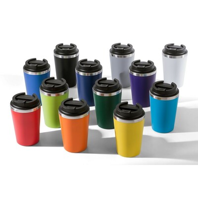 Kubek podróżny 350 ml z nadrukiem Twojego logo, materiał: pp, eva, stal nierdzewna, silikon, stal, kolor: błękitny Kubek podróżny 350 ml z nadrukiem Twojego logo, materiał: pp, eva, stal nierdzewna, silikon, stal, kolor: błękitny