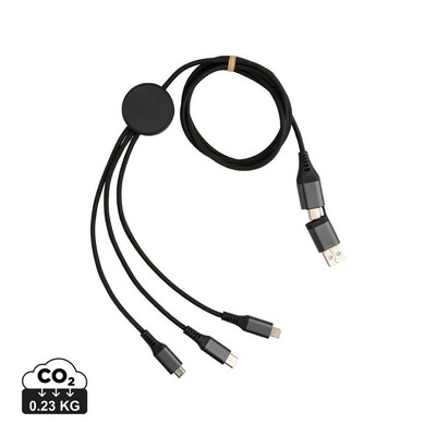 Kabel do ładowania 6 w 1 Terra z nadrukiem Twojego logo, materiał: aluminium, tpe, kolor: szary Kabel do ładowania 6 w 1 Terra z nadrukiem Twojego logo, materiał: aluminium, tpe, kolor: szary