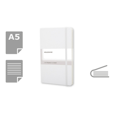 MOLESKINE Notatnik ok. A5 z nadrukiem Twojego logo, materiał: karton, papier, pp, kolor: biały MOLESKINE Notatnik ok. A5 z nadrukiem Twojego logo, materiał: karton, papier, pp, kolor: biały