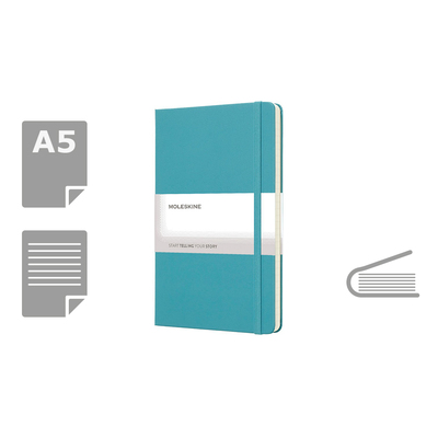 MOLESKINE Notatnik ok. A5 z nadrukiem Twojego logo, materiał: karton, papier, pp, kolor: turkusowy MOLESKINE Notatnik ok. A5 z nadrukiem Twojego logo, materiał: karton, papier, pp, kolor: turkusowy