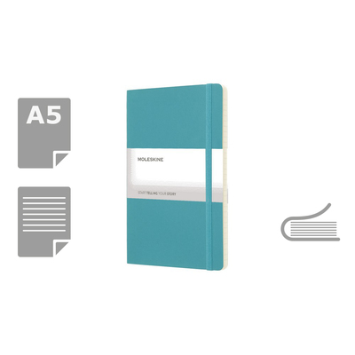MOLESKINE Notatnik ok. A5 z nadrukiem Twojego logo, materiał: pu, papier, kolor: turkusowy MOLESKINE Notatnik ok. A5 z nadrukiem Twojego logo, materiał: pu, papier, kolor: turkusowy