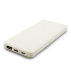 Power bank 8000 mAh ze słomy pszenicznej | Jenkins z nadrukiem Twojego logo, materiał: plastik, słoma pszeniczna, kolor: neutralny