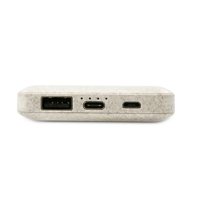 Power bank 8000 mAh ze słomy pszenicznej | Jenkins z nadrukiem Twojego logo, materiał: plastik, słoma pszeniczna, kolor: neutralny Power bank 8000 mAh ze słomy pszenicznej | Jenkins z nadrukiem Twojego logo, materiał: plastik, słoma pszeniczna, kolor: neutralny