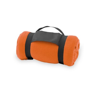 Koc piknikowy z nadrukiem Twojego logo, materiał: polar, kolor: pomarańczowy Koc piknikowy z nadrukiem Twojego logo, materiał: polar, kolor: pomarańczowy