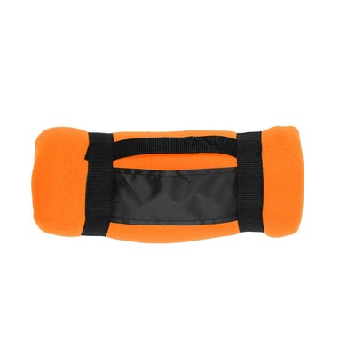 Koc piknikowy z nadrukiem Twojego logo, materiał: polar, kolor: pomarańczowy Koc piknikowy z nadrukiem Twojego logo, materiał: polar, kolor: pomarańczowy