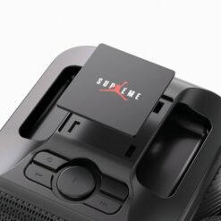 Zestaw do karaoke Singvibe, głośnik bezprzewodowy i dwa mikrofony z nadrukiem Twojego logo, kolor: czarny