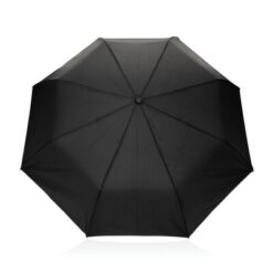 Mały parasol automatyczny 21" Kaycey AWARE™ RPET z nadrukiem Twojego logo, materiał: włókno szklane, rpet, kolor: czarny