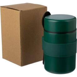 Termiczny pojemnik na żywność 460 ml z łyżeczką z nadrukiem Twojego logo, materiał: metal, stal nierdzewna, stal, kolor: zielony