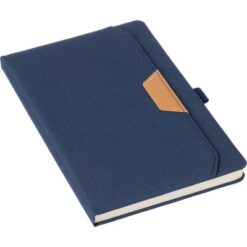 Notatnik ok. A5 RPET z nadrukiem Twojego logo, materiał: papier, poliester, rpet, kolor: granatowy