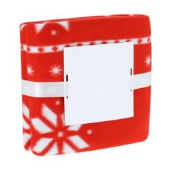 Koc RPET, świąteczny wzór z nadrukiem Twojego logo, materiał: poliester, rpet, kolor: czerwony