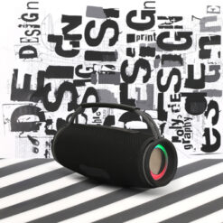 Głośnik bezprzewodowy 2x5W z nadrukiem Twojego logo, materiał: poliester, kolor: czarny