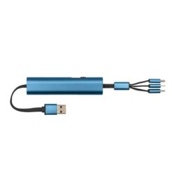 Kabel do ładowania i synchronizacji | Evelyn z nadrukiem Twojego logo, materiał: metal, plastik, kolor: granatowy