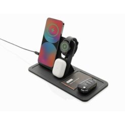 Ładowarka bezprzewodowa 3 w 1 Swiss Peak z nadrukiem Twojego logo, materiał: poliester, kolor: czarny