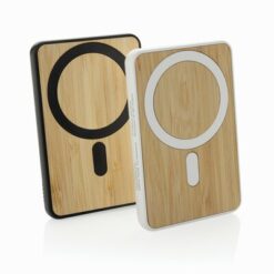 Magnetyczny bezprzewodowy power bank 5000 mAh 5W z nadrukiem Twojego logo, kolor: biały