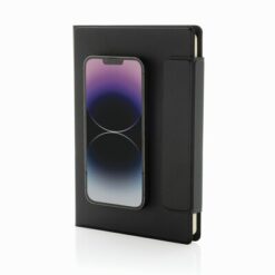 Teczka konferencyjna A5 Stuart z nadrukiem Twojego logo, materiał: pu, papier, kolor: czarny