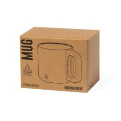 Kubek 400 ml ze stali nierdzewnej z recyklingu z nadrukiem Twojego logo, materiał: drewno, stal nierdzewna, stal, kolor: granatowy