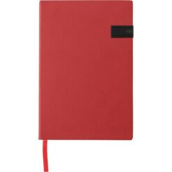 Notatnik ok. A5, pamięć USB 16 GB z nadrukiem Twojego logo, materiał: pu, papier, kolor: czerwony