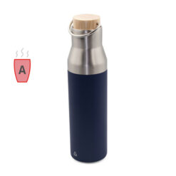 Butelka termiczna 550 ml | Zah z nadrukiem Twojego logo, materiał: bambus, stal nierdzewna, stal, kolor: granatowy