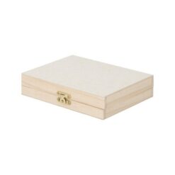 Zestaw do malowania i rysowania, 24 el., kredki, ołówek, gumka do mazania, temperówka, farbki akwarelowye, pędzelek, drewniane pudełko z nadrukiem Twojego logo, materiał: drewno, kolor: beżowy