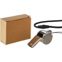 Gwizdek ze sznurkiem z nadrukiem Twojego logo, materiał: metal, kolor: czarny