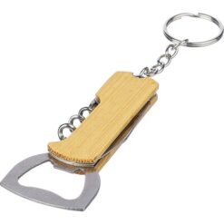Bambusowy brelok do kluczy 3 w 1 z nadrukiem Twojego logo, materiał: bambus, kolor: brązowy