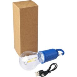 Wisząca lampka "żarówka", karabińczyk z nadrukiem Twojego logo, materiał: plastik, kolor: granatowy