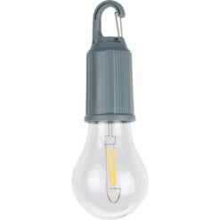 Wisząca lampka "żarówka", karabińczyk z nadrukiem Twojego logo, materiał: plastik, kolor: szary