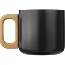 Kubek 400 ml ze stali nierdzewnej z recyklingu z nadrukiem Twojego logo, materiał: drewno, stal nierdzewna, stal, kolor: czarny