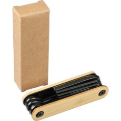 Narzędzie wielofunkcyjne z nadrukiem Twojego logo, materiał: bambus, stal węglowa, stal, kolor: brązowy