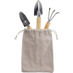 Zestaw narzędzi ogrodowych z nadrukiem Twojego logo, materiał: drewno, stal nierdzewna, stal, kolor: jasnobrązowy