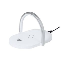 Lampka na biurko, ładowarka bezprzewodowa 15W z nadrukiem Twojego logo, materiał: plastik, kolor: biały