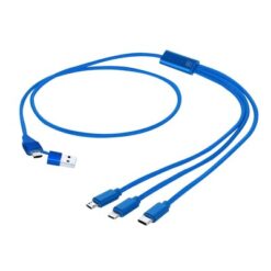 Kabel do ładowania z aluminium z recyklingu z nadrukiem Twojego logo, materiał: aluminium, kolor: niebieski