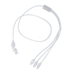 Kabel do ładowania z aluminium z recyklingu z nadrukiem Twojego logo, materiał: aluminium, kolor: srebrny