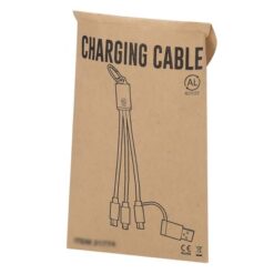 Kabel do ładowania z aluminium z recyklingu z nadrukiem Twojego logo, materiał: aluminium, kolor: czarny