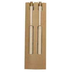 Zestaw piśmienniczy ze słomy pszenicznej, długopis i "wieczny" ołówek z nadrukiem Twojego logo, materiał: plastik, bambus, słoma pszeniczna, kolor: neutralny